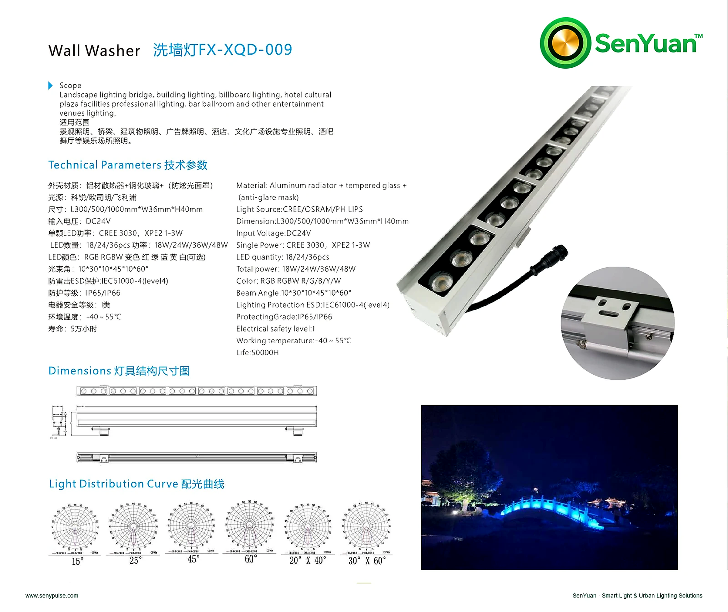 Wall Washer XQD-009 complete specification sheet