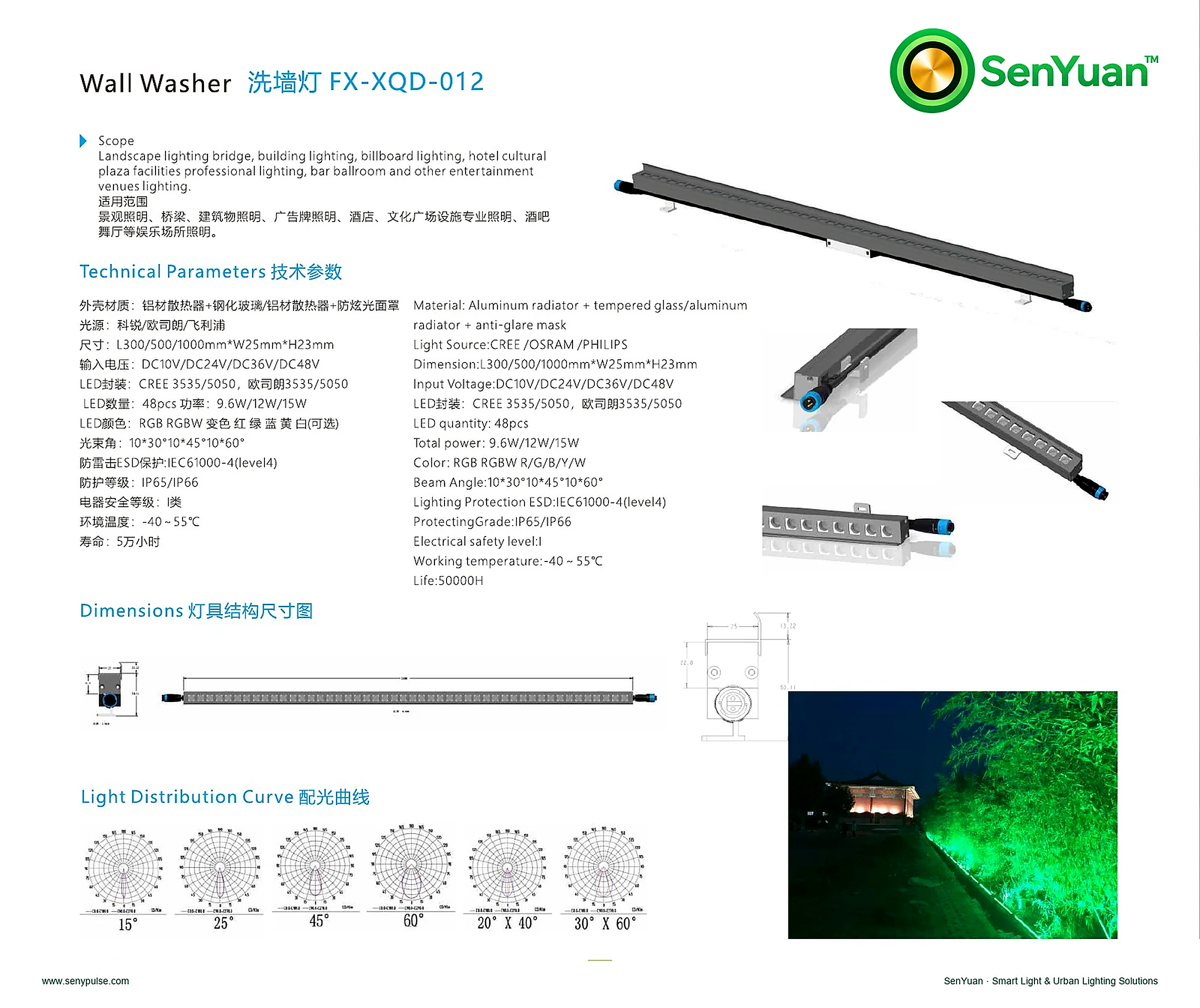 Wall Washer XQD-012 complete specification sheet
