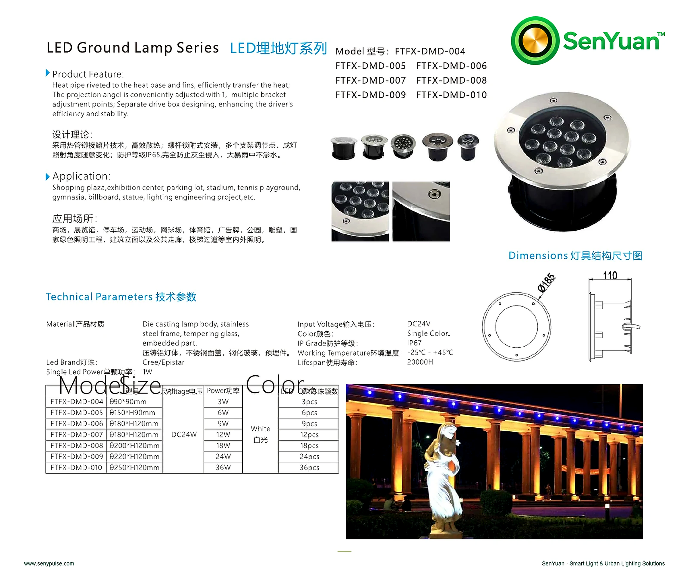 LED Ground Lamp DMD-004–010 complete specification sheet