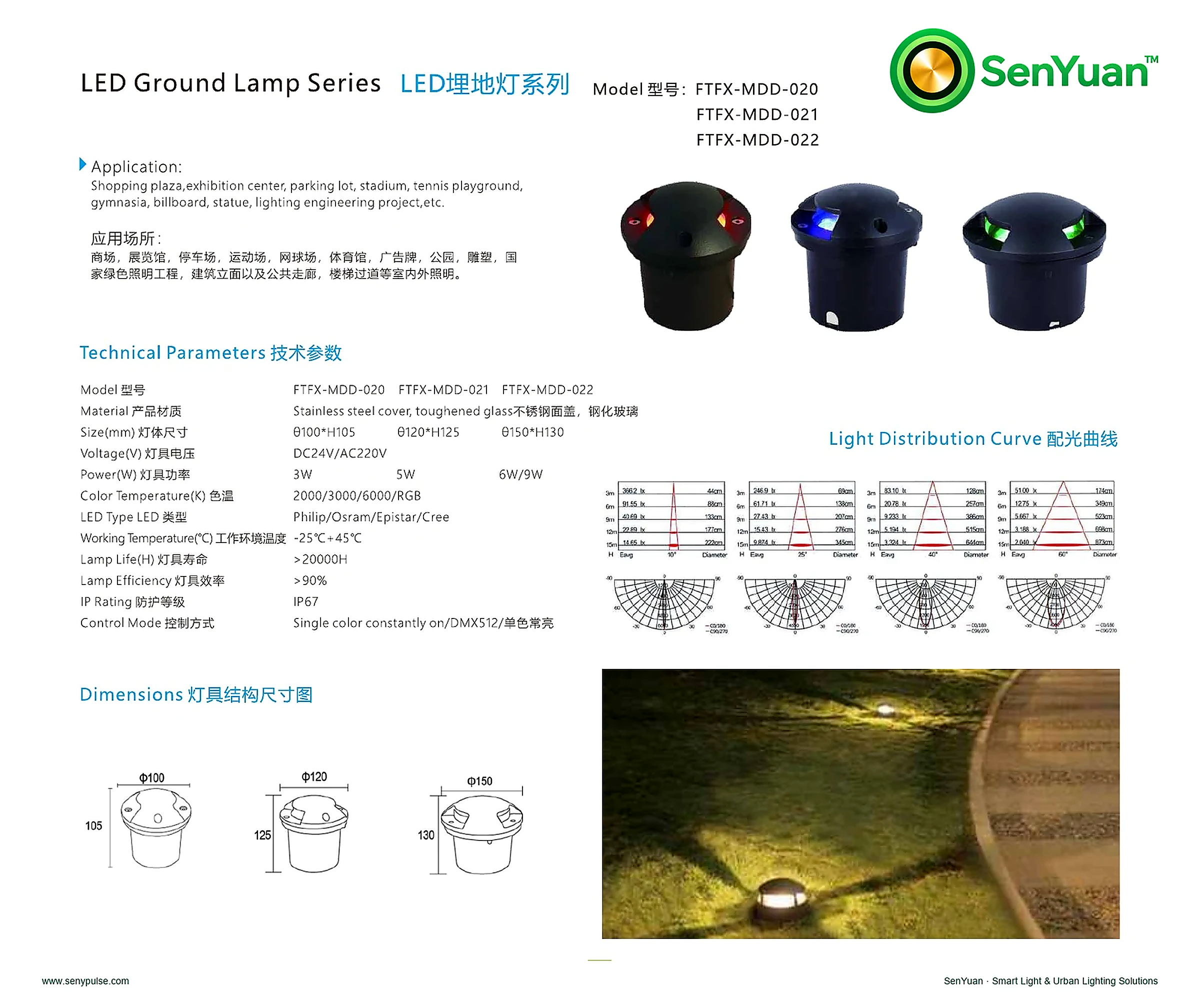 LED Ground Lamp MDD-020–022 complete specification sheet